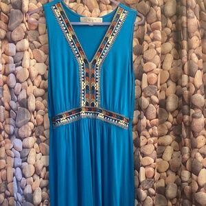 Contemporaine by Simons - turquoise bead and woven trim/ high low hem / size Sm